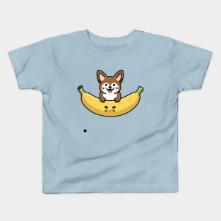 kawaii corgi banana coming out of it with black touch Kids T-Shirt